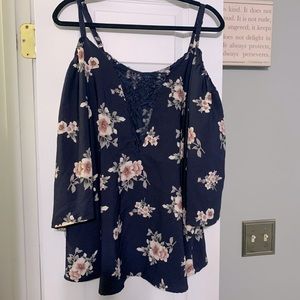 Floral cold shoulder top.